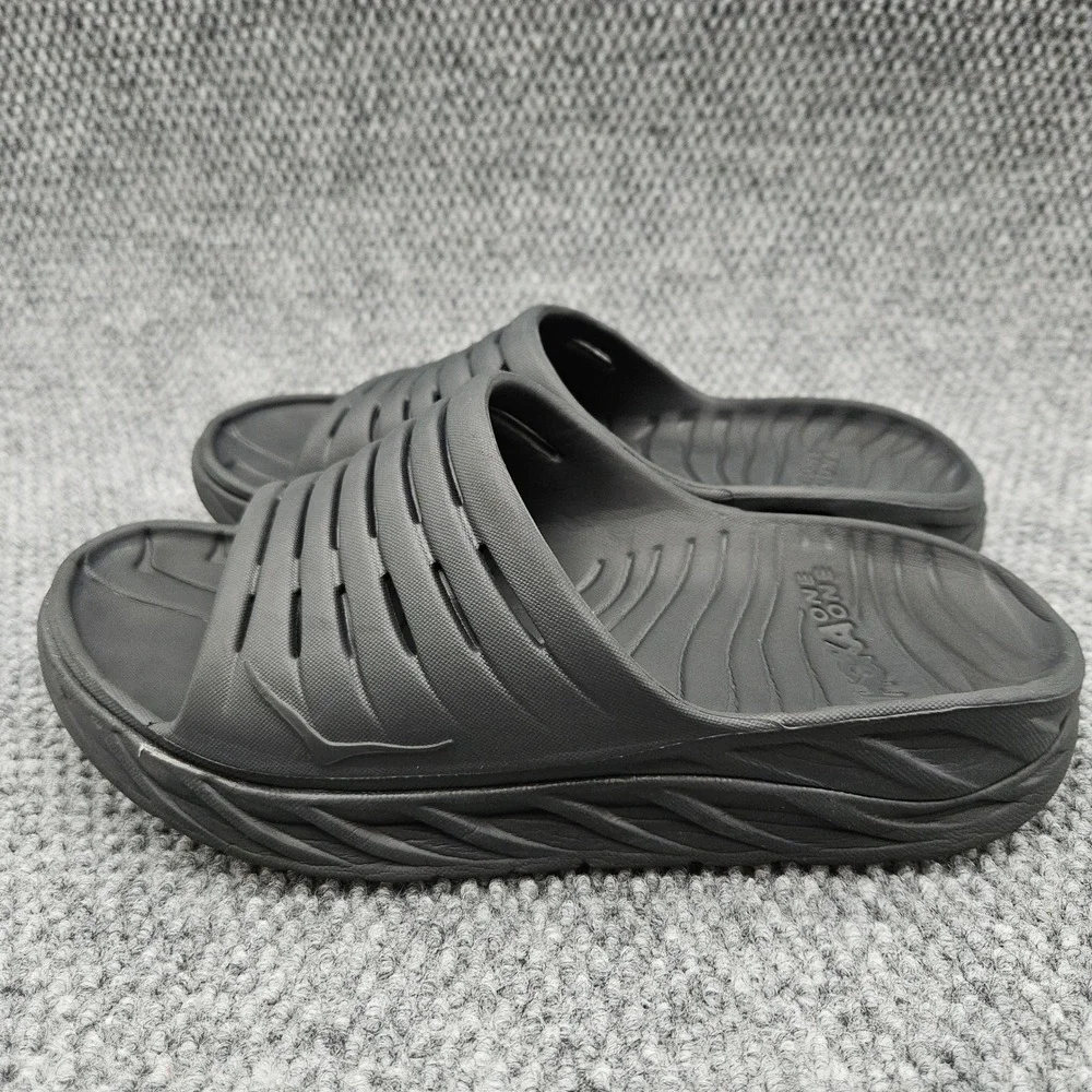 Hoka One One (Mens 8 Womens 10) Black Ora Recovery Slide Slip On Sandals Comfort